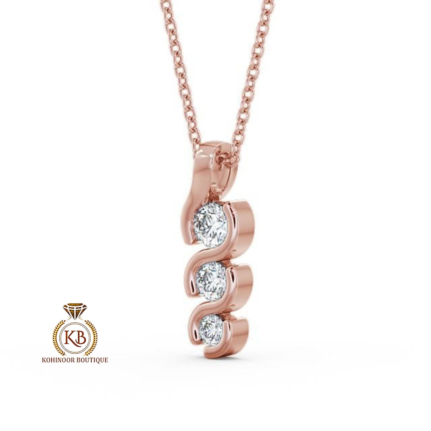 3 Stone Round Moissanite\Natural\Lab diamond Pendant without chain, Wedding Pendant, Anniversary Birthday Gift, Gift for her