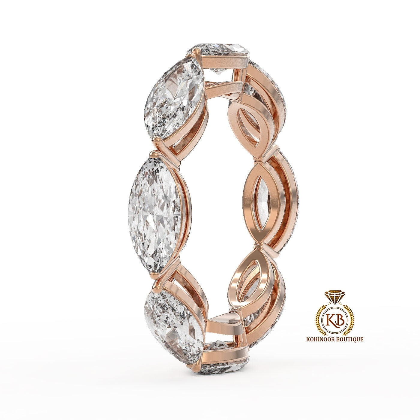East West Set Marquise Moissanite half\full eternity wedding band, Bridal stackable, Anniversary gift for wife