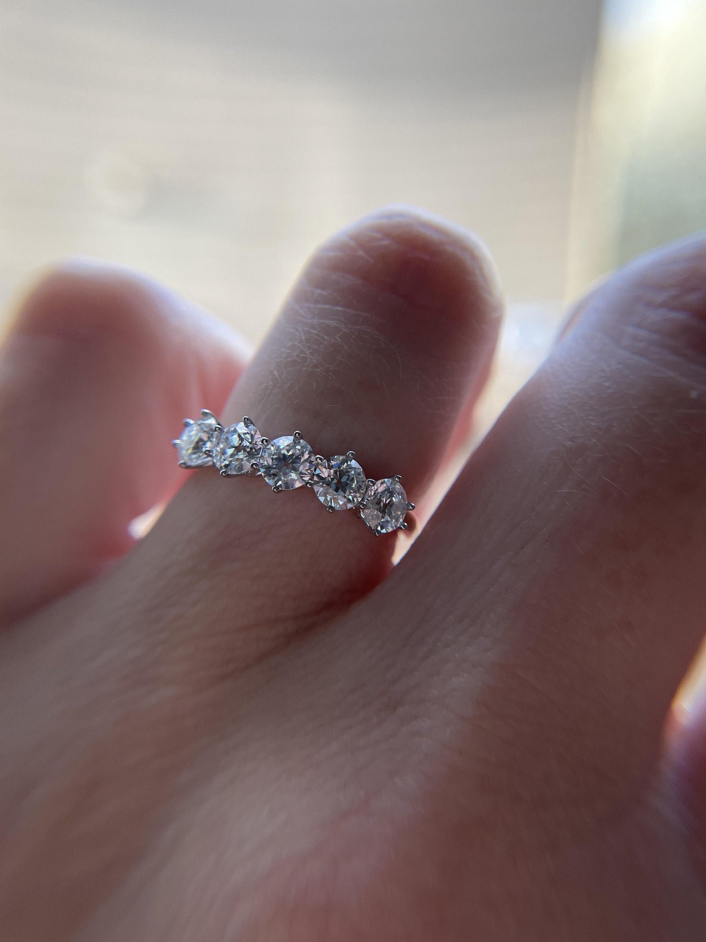 OEC Old European Cut 5 stone Moissanite wedding band, Anniversary Band, Anniversary gift, gift for wife, ring for her