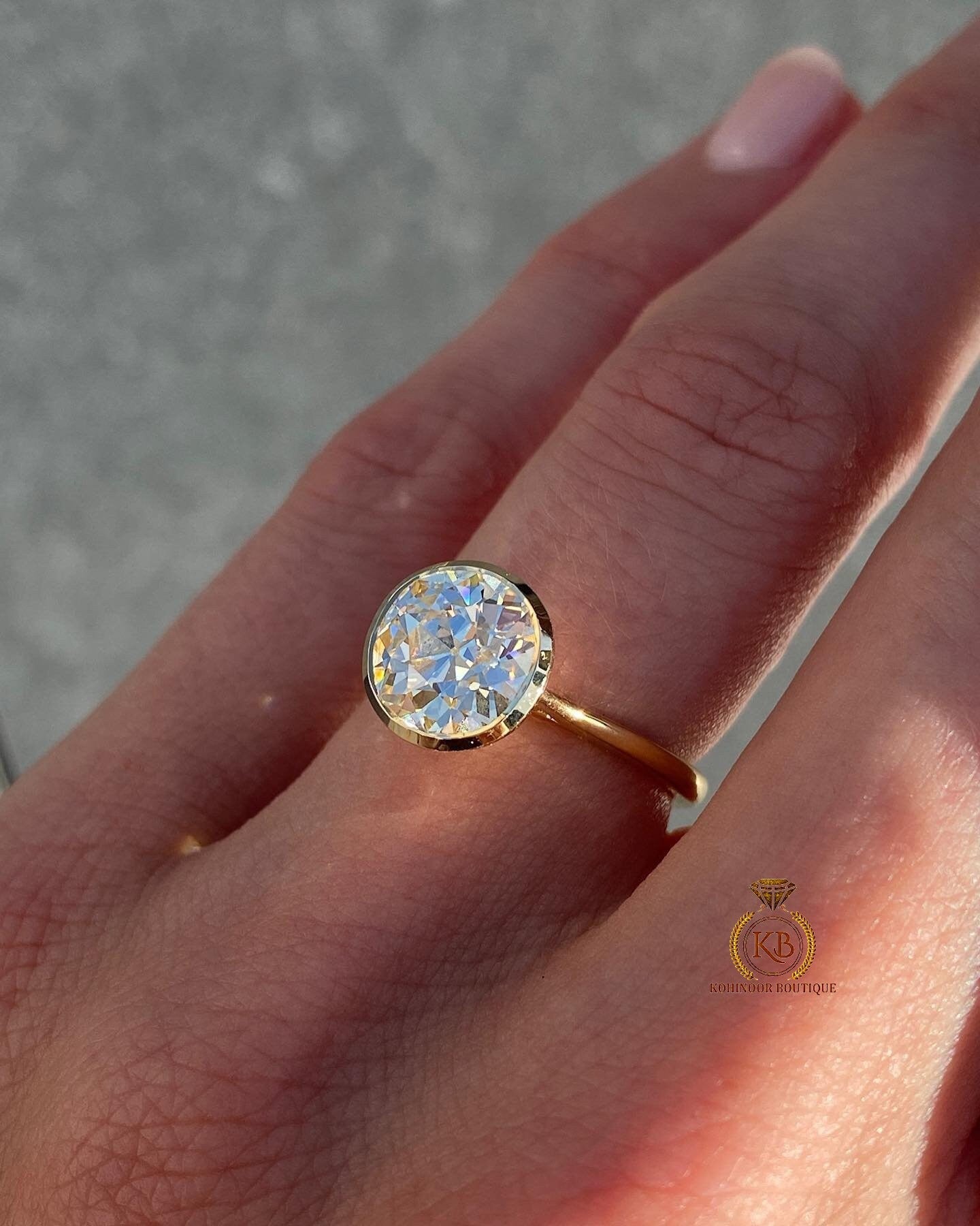 Old European Cut OEC Bezel Set Moissanite Solitaire Engagement Ring, Promise\Propose\Anniversary Ring 18k\14k\10k White\Yellow\Rose Gold