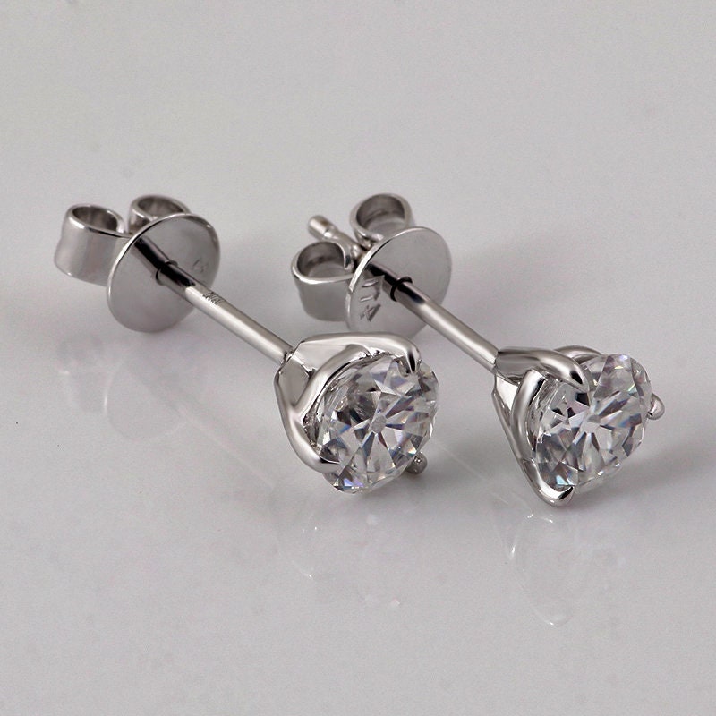 Round Old Mine Cut OMC Martini Set Moissanite Earrings studs , Studs for women, Mother's day gift, Push back earring, wedding studs