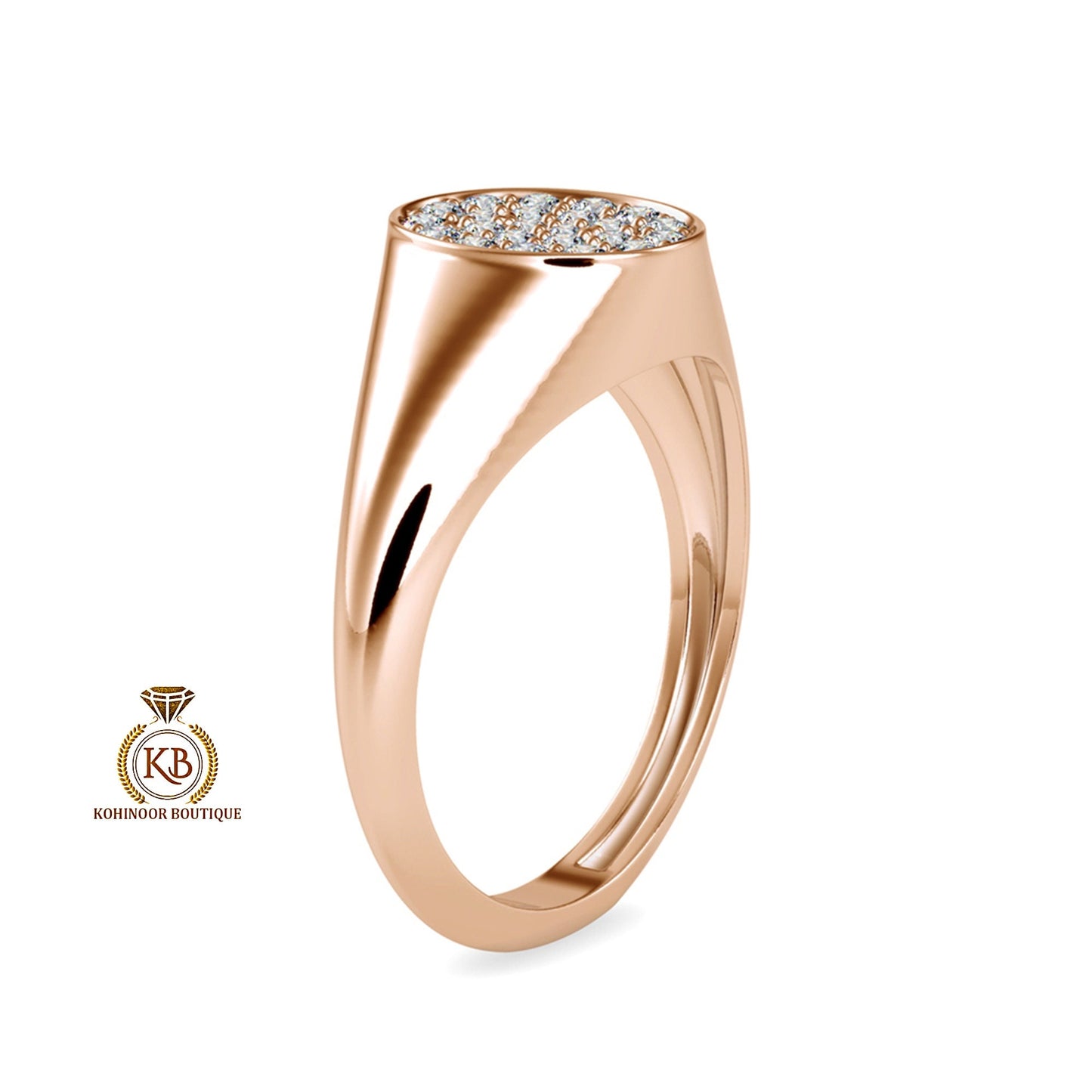 Signet Moissanite Ring, Cobble stone cluster art deco ring, Right hand statement ring, ring for women