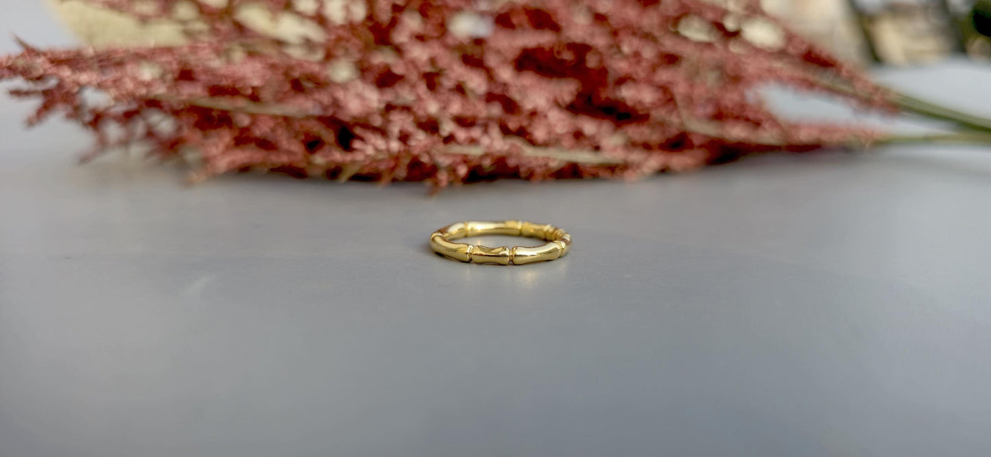 Bamboo wedding band, stackable band for women, gift for women, silver, solid gold band for women, ring for her, delicate dainty band