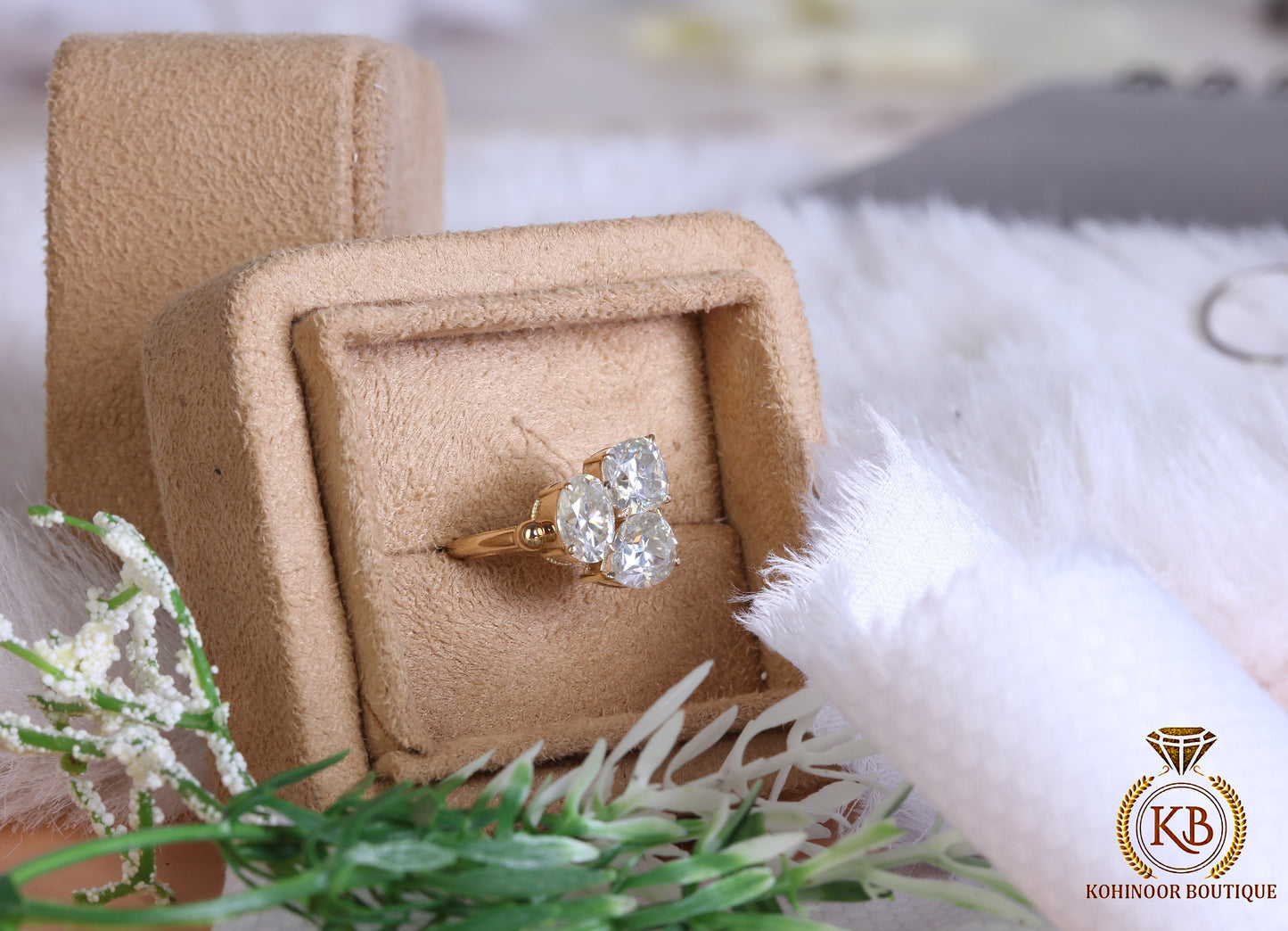 Oval Pear and Cushion Trilogy moissanite 3 stone Engagement Ring, Ring for her, Gift for Her, Right hand ring