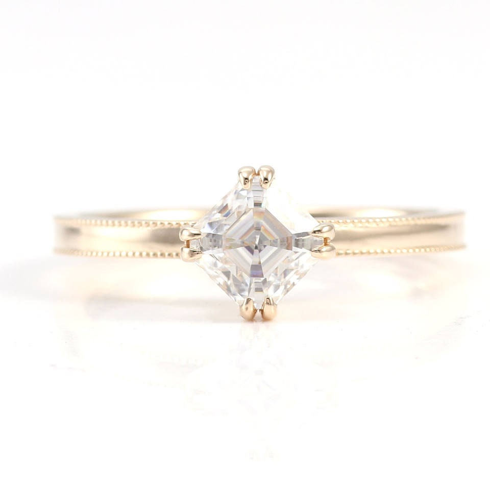Asscher Cut Kite Set Octagonal Moissanite Solitaire Engagement ring Wedding\Proposal\Promise Ring