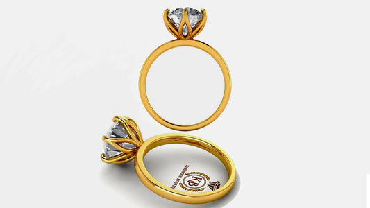 Tulip Lotus Prong flower basket Solitaire Moissanite Engagement Ring, ring for her, propsal ring, promise ring.