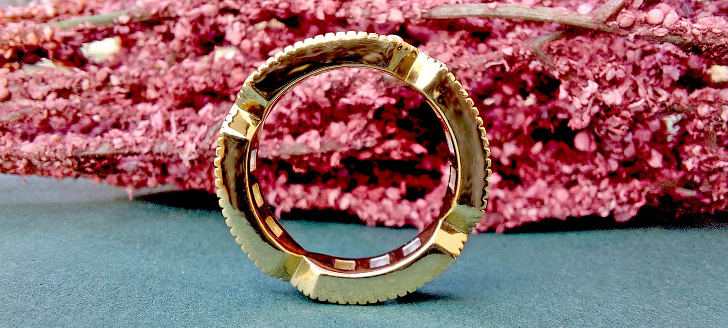 Vintage France\ French cut Moissanite Eternity Ring, wedding band, stackable ring, Princess cut Half\Full eternity band, Anniversary gift