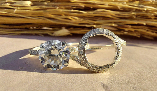 Round Moissanite Halo Insert Wedding bridal Set solitaire Engagement\Bridal\propose\anniversary Ring with 18k\14k\10k White\Yellow\Rose Gold