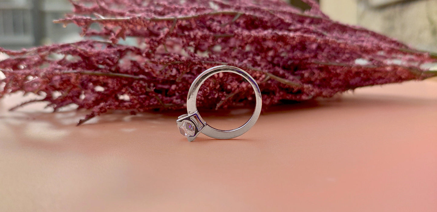 French cut Moissanite Solitaire Engagement ring, vintage moissanite ring, ring for women, ring for her, art deco ring