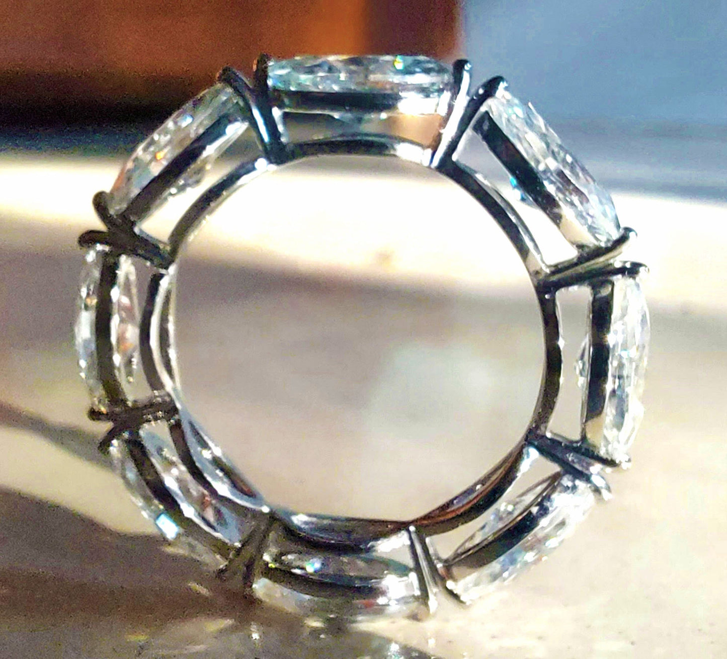 East West Set Marquise Moissanite half\full eternity wedding band, Bridal stackable, Anniversary gift for wife