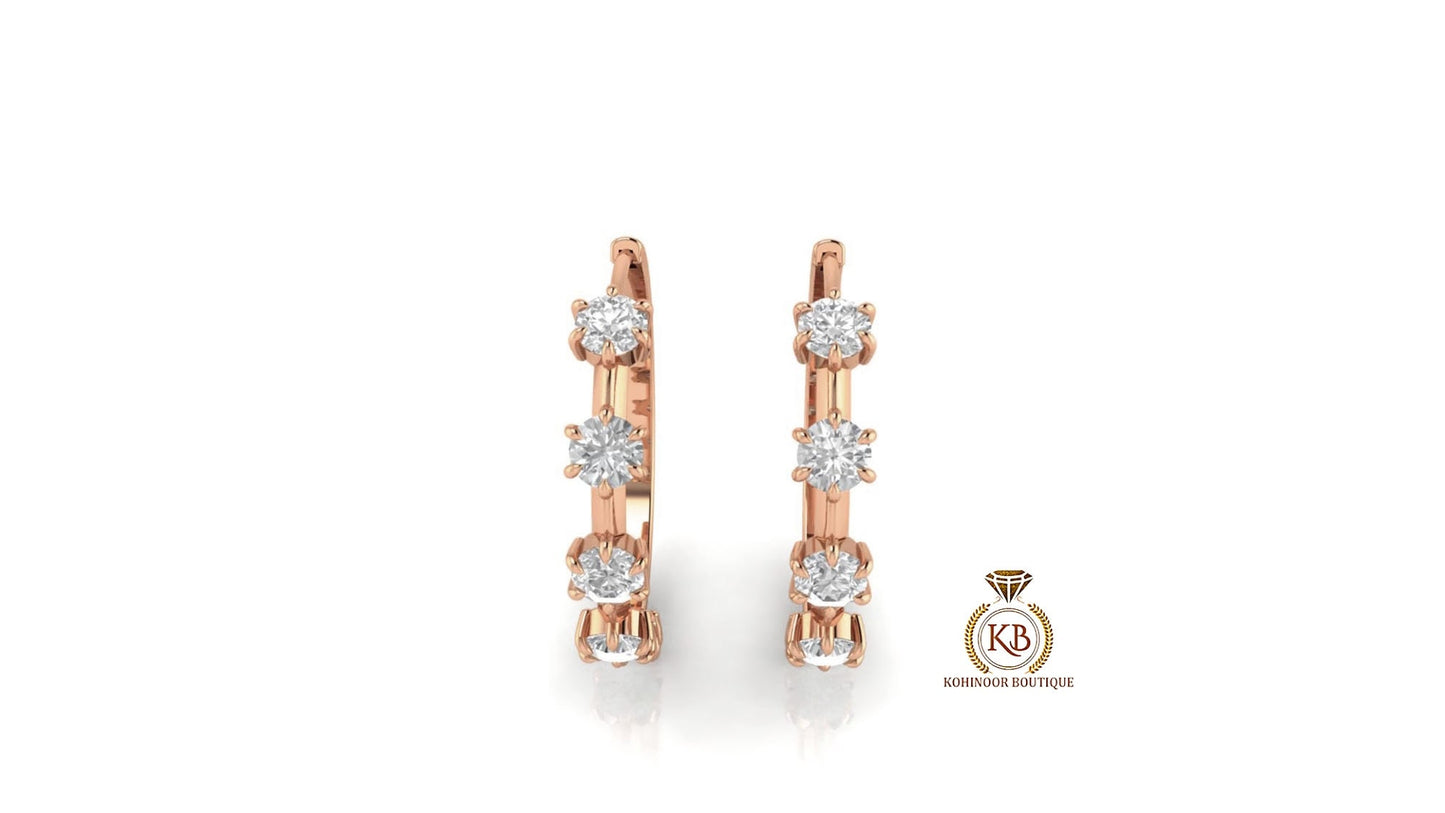 Round Moissanite eternity hoops and huggies, lightweight, easy to wear, must-have for every jewelry collection, easily fit any occasion.