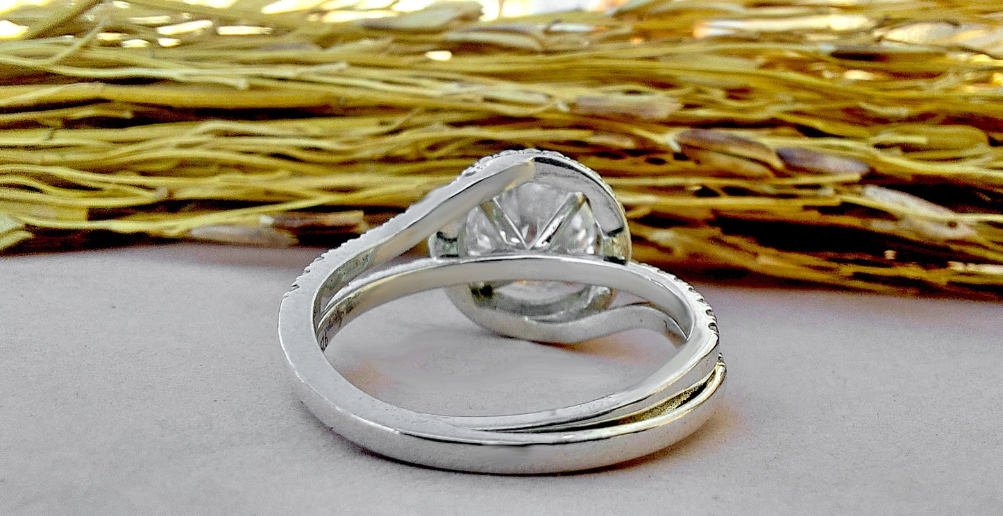 Round Moissanite Halo Insert Wedding bridal Set solitaire Engagement\Bridal\propose\anniversary Ring with 18k\14k\10k White\Yellow\Rose Gold