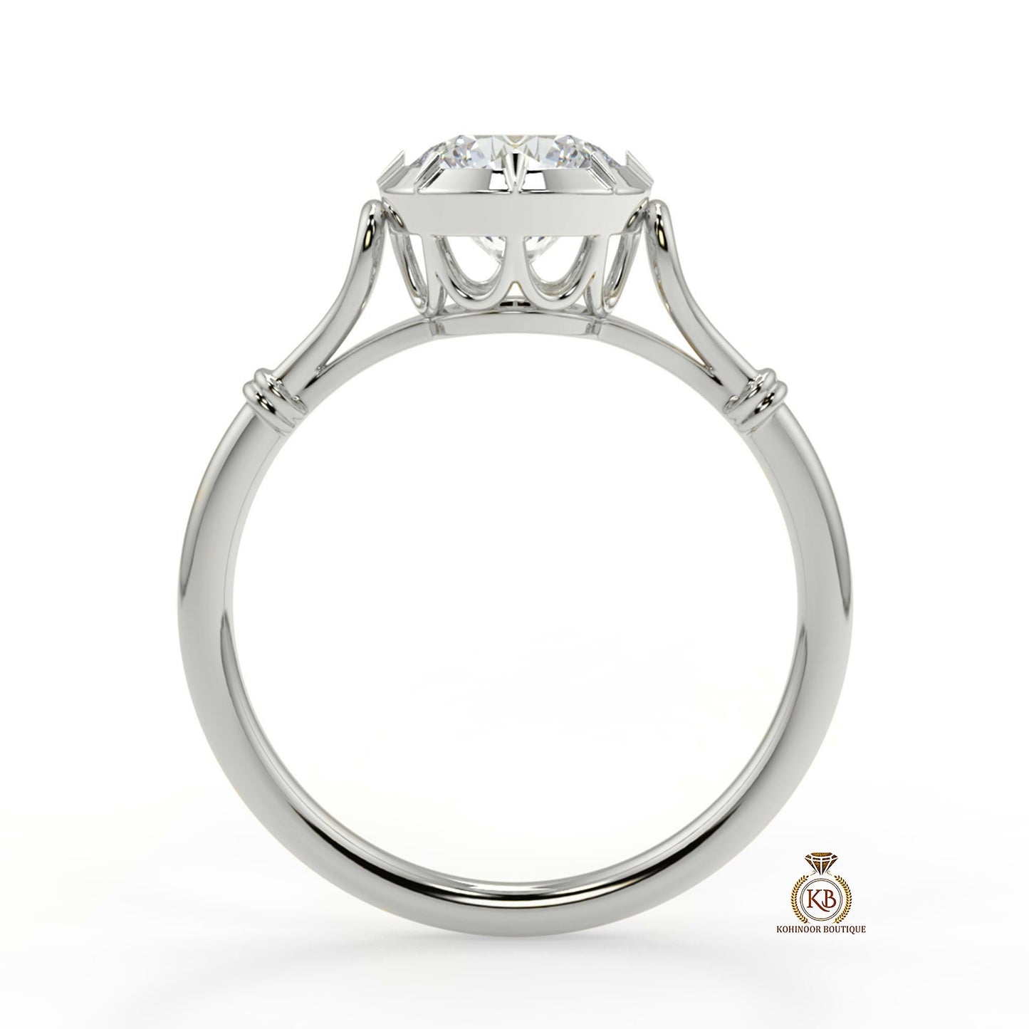 Round Georgian cut down set Moissanite Single\Dual tone Solitaire Engagement\propose Ring with White\Yellow\Rose Gold