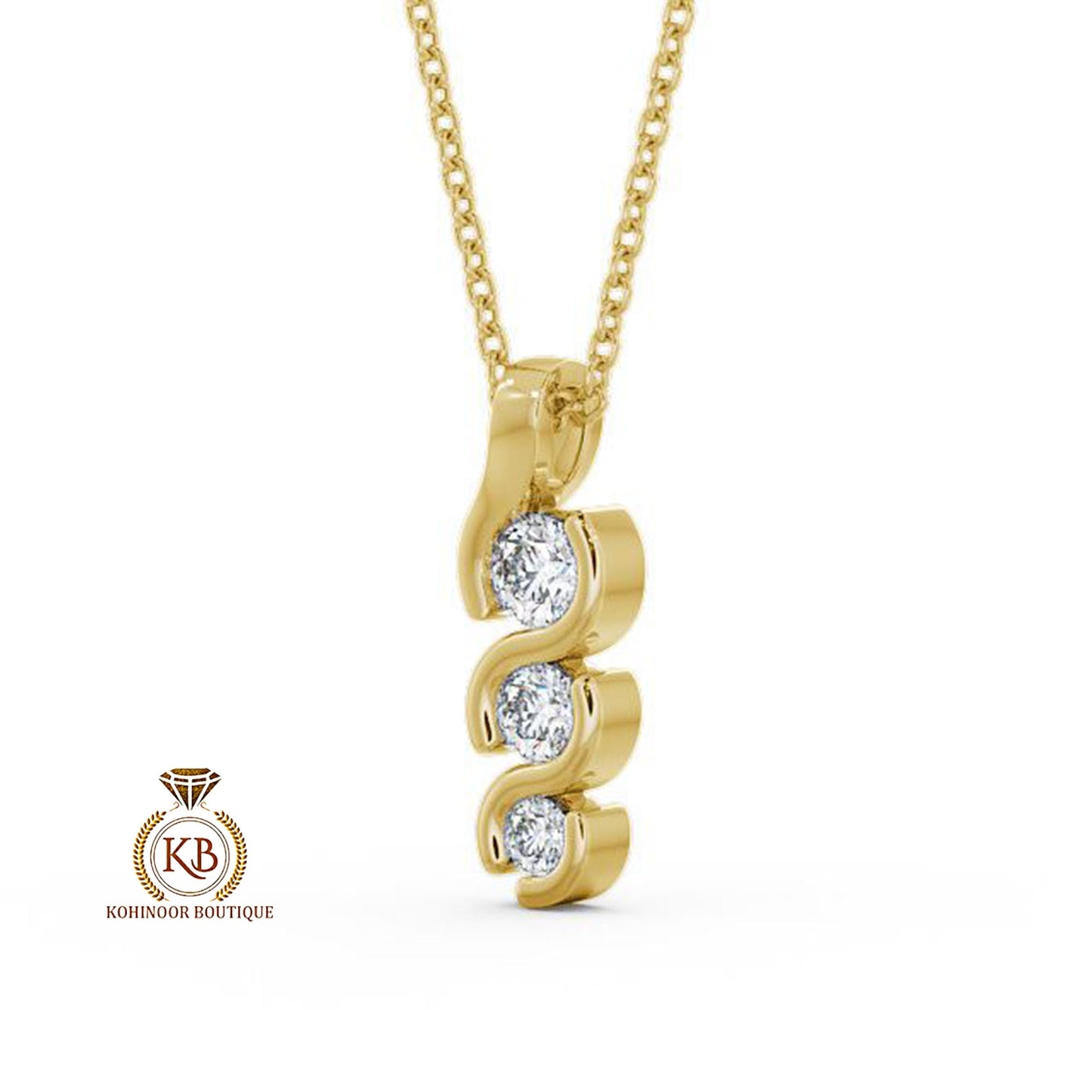 3 Stone Round Moissanite\Natural\Lab diamond Pendant without chain, Wedding Pendant, Anniversary Birthday Gift, Gift for her