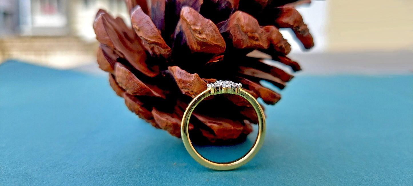 Cluster Art Deco Moissanite Floral Flush Set Engagement ring, statement ring, Right hand ring, cocktail ring, ring for women