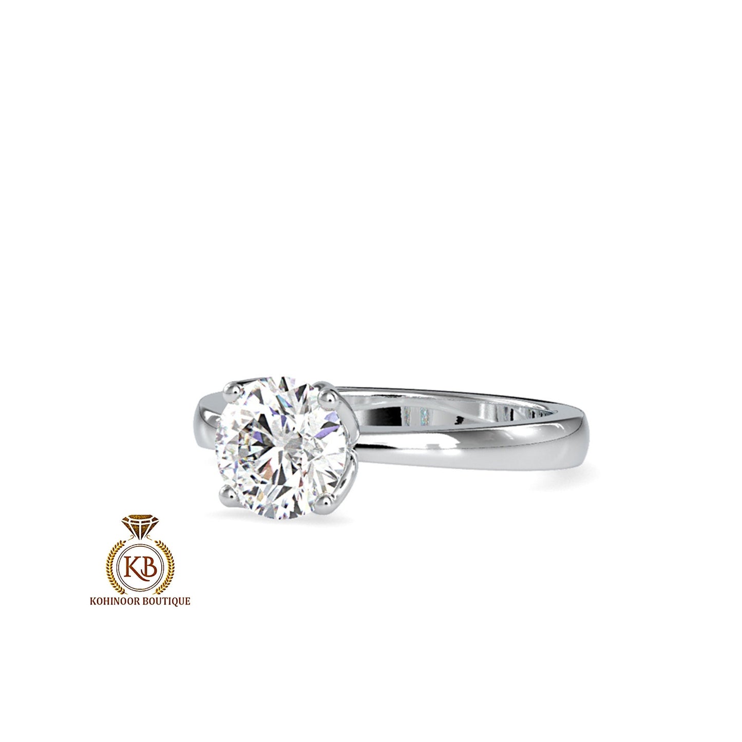 Tulip Flower Basket Round Moissanite Solitaire Engagement ring with pinched band, Ring for her, Ring for proposal, Gift for wife, mother