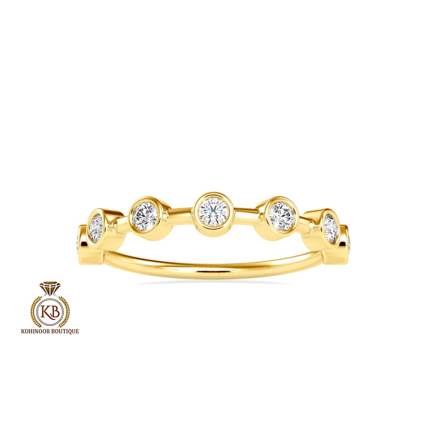 Moissanite Half\Full eternity band, Distance wedding band, stackable minimalist ring enhancer in 18k\14k\10k White\Yellow\Rose Gold