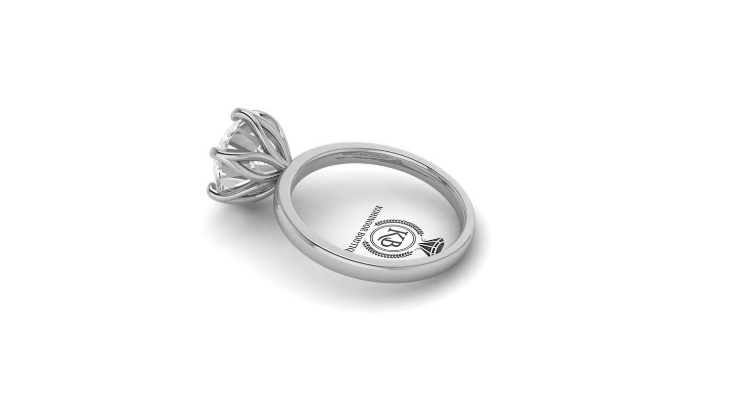 Tulip Lotus Prong flower basket Solitaire Moissanite Engagement Ring, ring for her, propsal ring, promise ring.