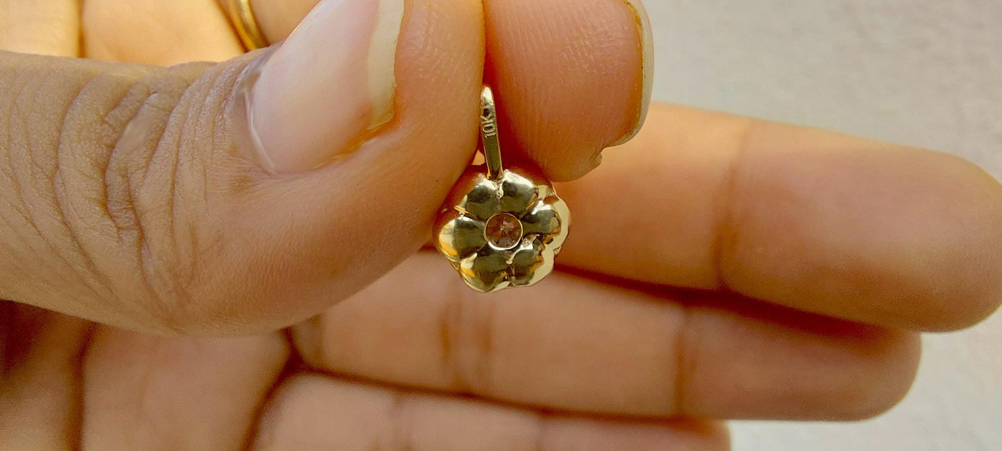 Round Moissanite Scallop Pendant, Vintage Edwardian Antique Pendant without chain, Wedding Pendant, Anniversary Gift