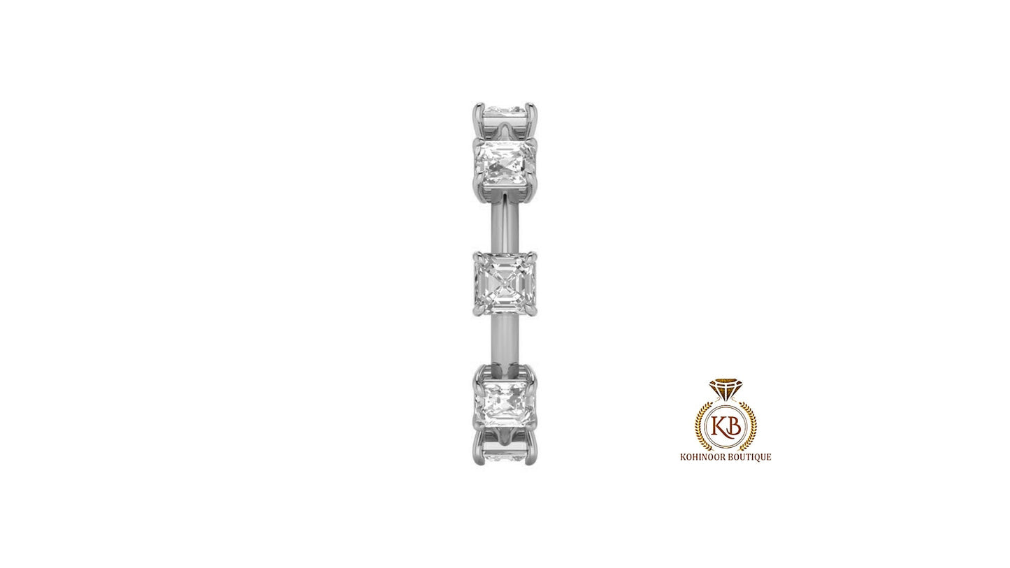 Floating Asscher Octagon Cut Moissanite Half\Full Eternity Ring, Infinity Bridal stackable wedding band for women, Anniversary gift for wife