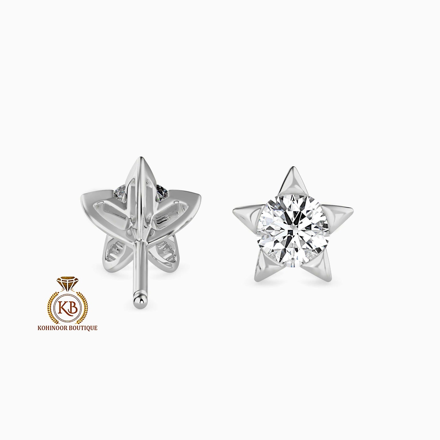 Round Cut Star shaped Solitaire Moissanite Stud Earrings,Moissanite Wedding Earrings,Push Back Earrings,Anniversary Mother's Day Gift