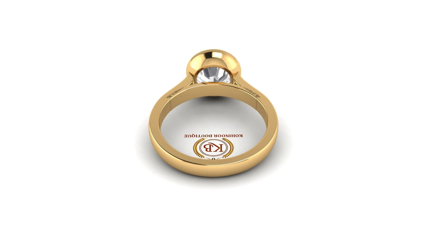 Bezel Round Cut Moissanite Cathedral set Engagement ring, ring for women, promise proposal ring for her
