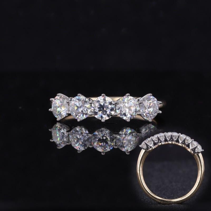 OEC Old European Cut 5 stone Moissanite wedding band, Anniversary Band, Anniversary gift, gift for wife, ring for her