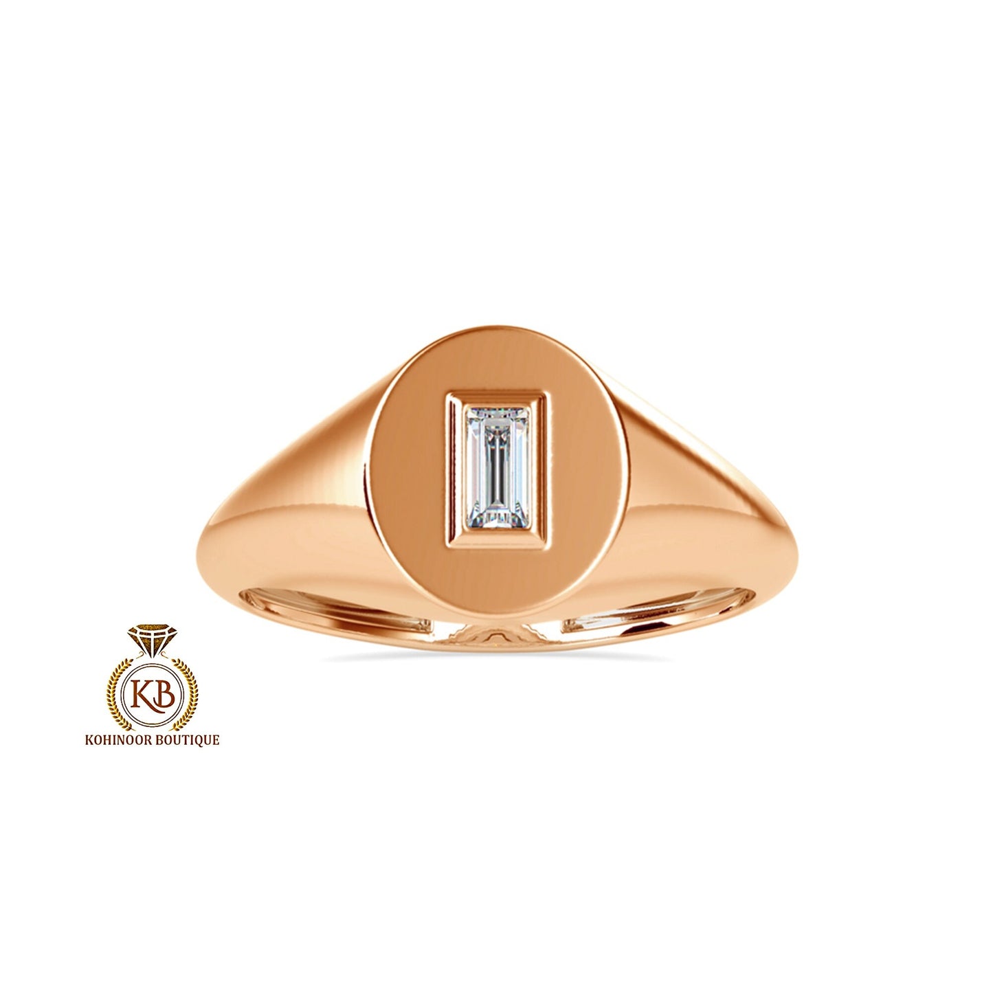 Baguette Cut Moissanite Signet ring, Gypsy Set engagement proposal ring ,Men\Women\Unisex\Gender Neutral ring, wedding band