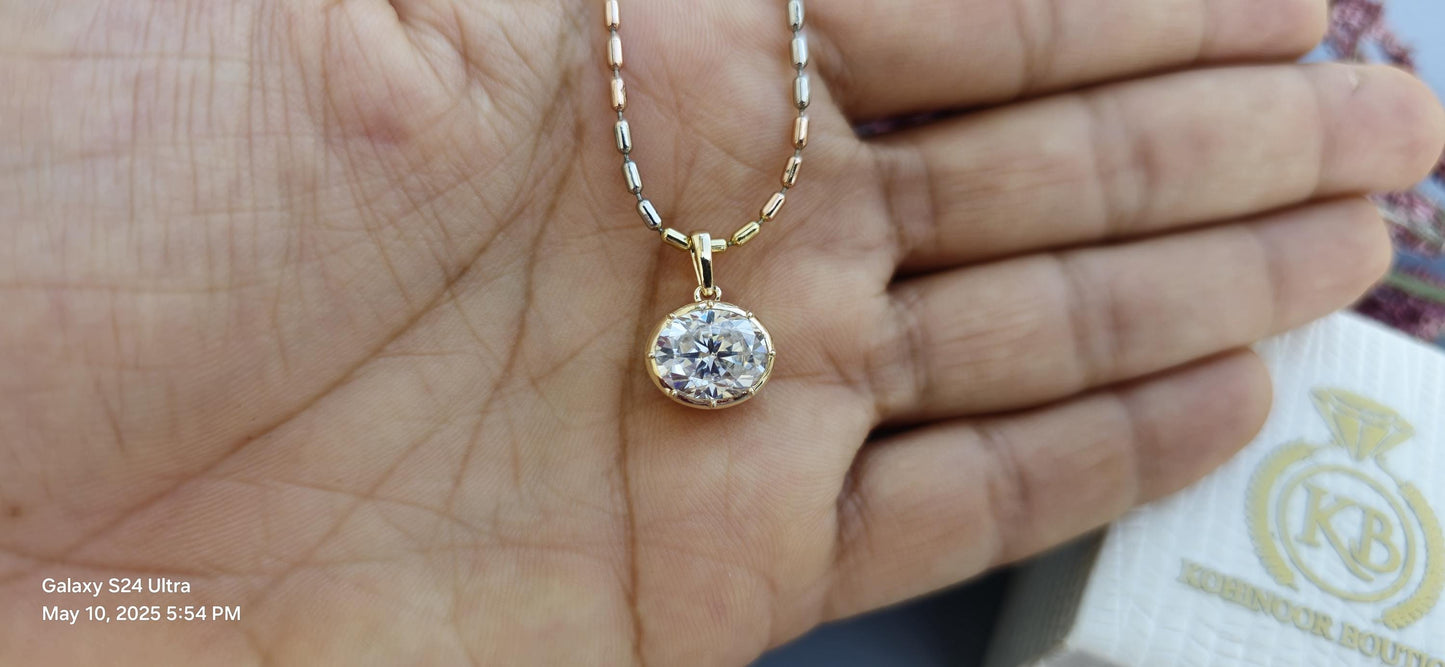East west oval Cut Moissanite Pendant, Georgian cut down set Pendant without chain, Pendant for women, gift for her