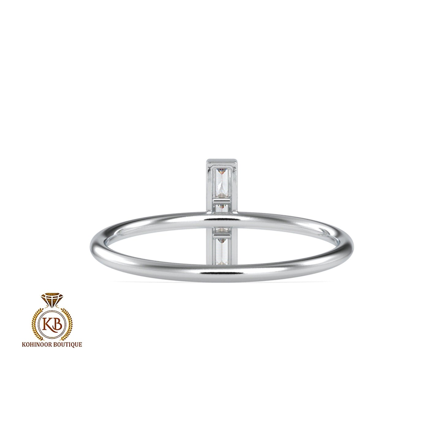 Baguette Moissanite 3 stone engagement, Chic statement ring, minimalist daily wear right hand ring, boho stackable ring