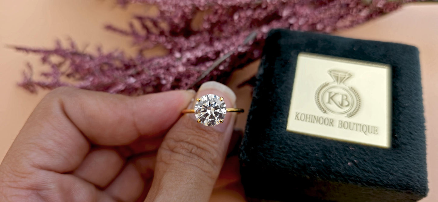 Tulip Lotus Prong Round lab grown diamond Solitaire Engagement Ring, ring for her, gift for her, proposal ring, gift for wife
