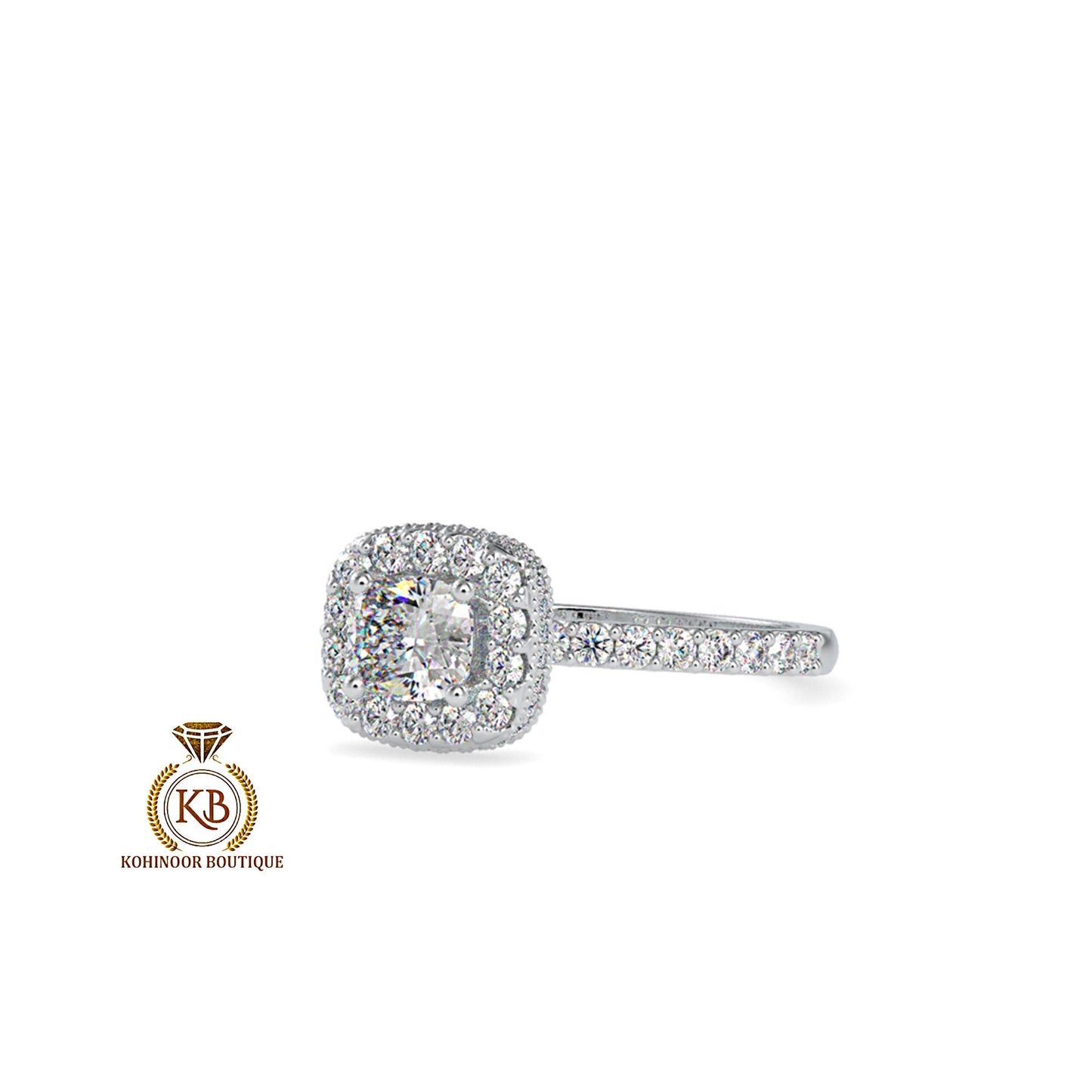 Vintage Cushion halo cluster with side pave cathedral set Moissanite Engagement\Wedding\Mother Ring in 18k\14k\10k