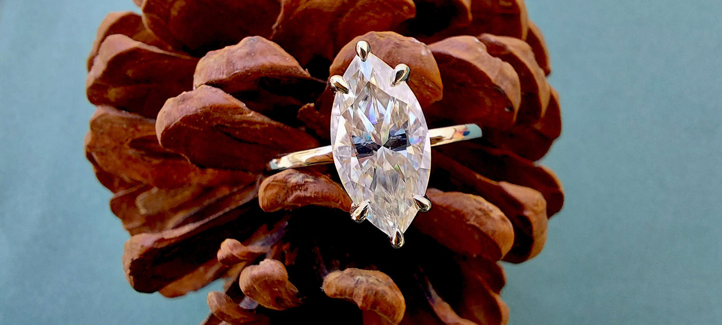 Marquise Cut Moissanite Classic Solitaire Engagement Ring, Promise ring, Proposal ring, Ring for her, gift for her