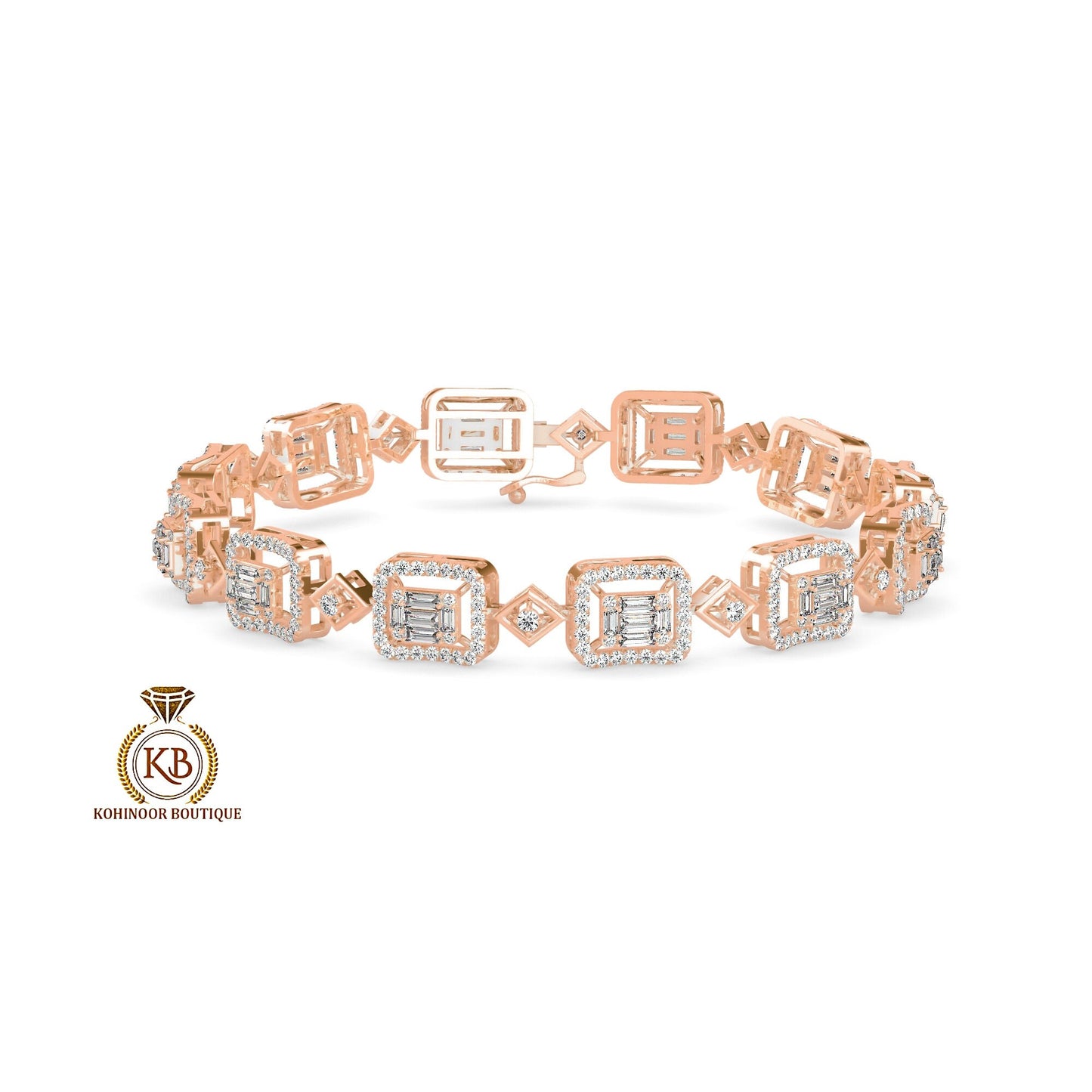 Moissanite Baguette and round Tennis Bracelet,Bracelet for women, Bracelet for her\girls, Anniversary\Birthday\Christmas gift