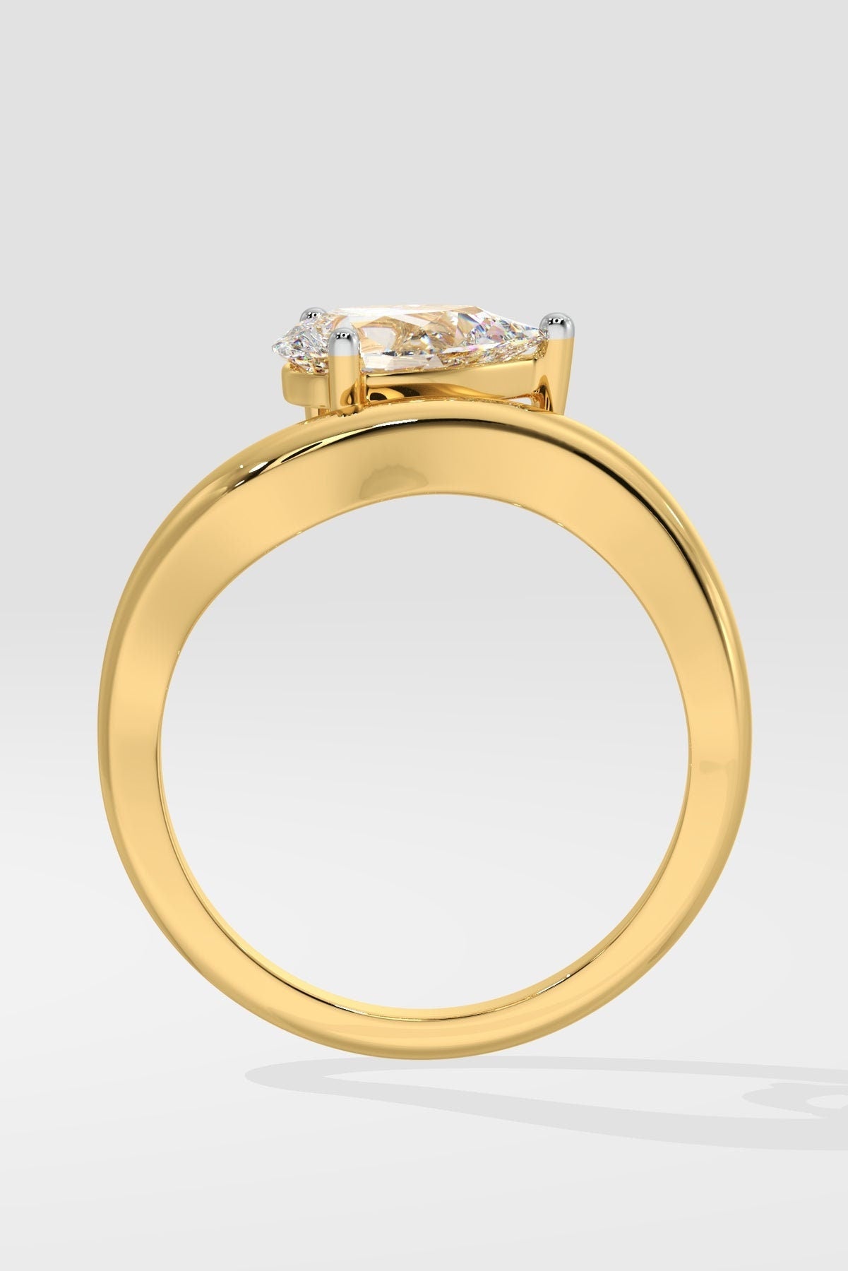 East-West Floating Pear Cut Moissanite Solitaire Engagement Ring, Right hand ring, Cocktail Ring, Ring for her, ring for women