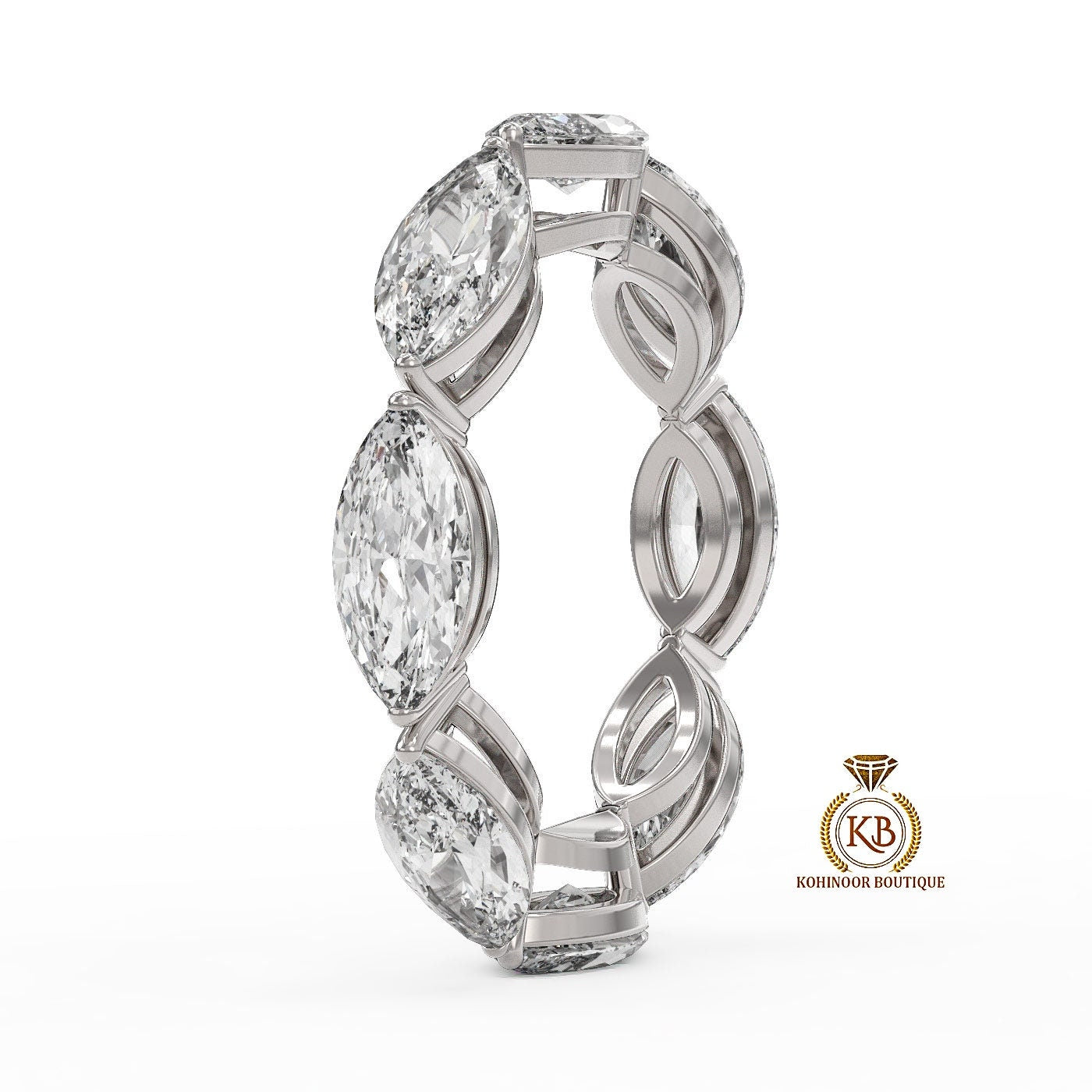 East West Set Marquise Moissanite half\full eternity wedding band, Bridal stackable, Anniversary gift for wife