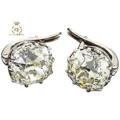 Antique Cushion Old Mine-Cut OMC Moissanite Leaver Back Earrings studs , Circa 1910's earrings 18k\14k\10k White\Yellow\Rose Gold