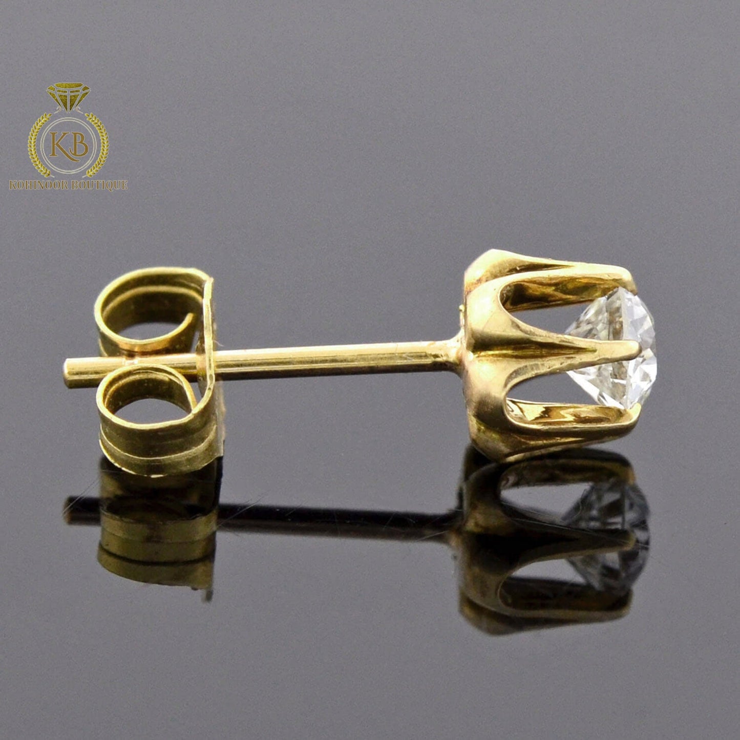 Victorian Round Moissanite Collet Stud Earrings, Moissanite Wedding Earrings, Push Back Earrings, Anniversary Gift