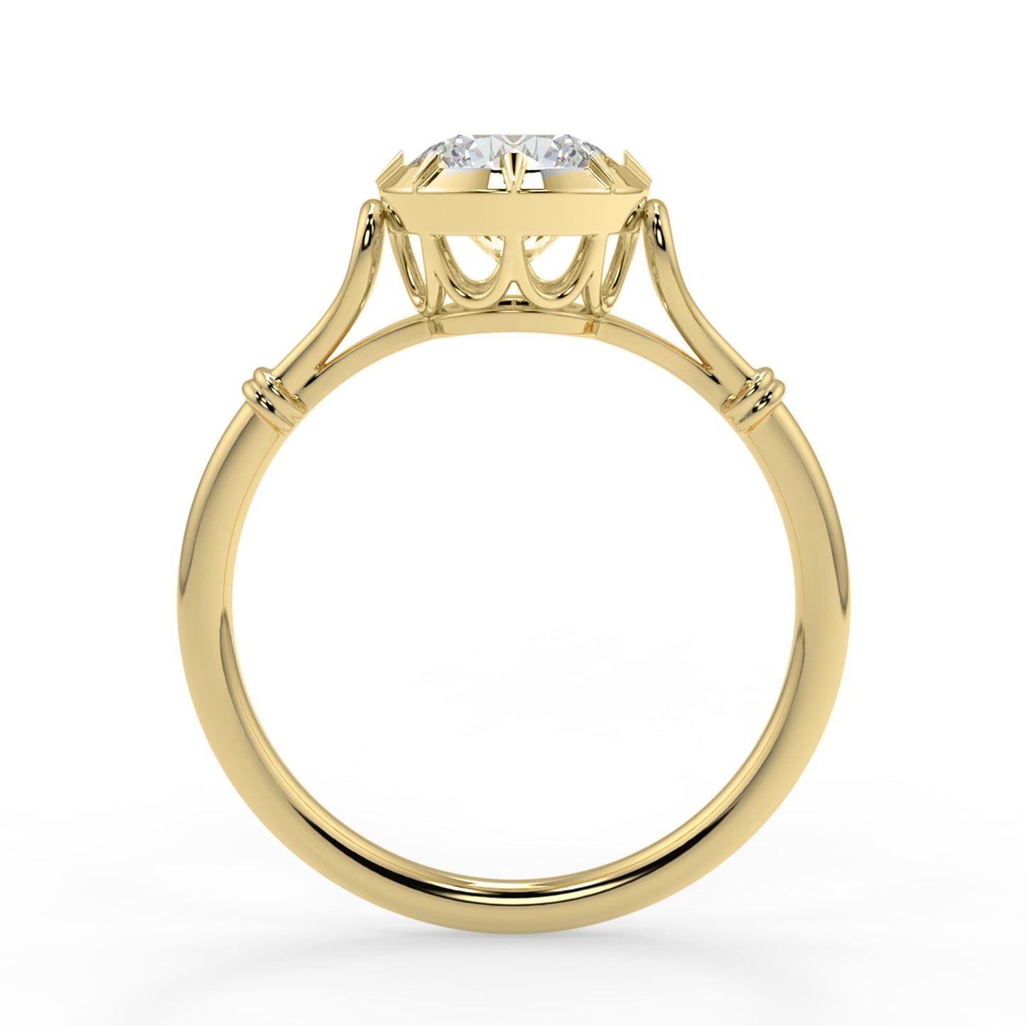 Round Georgian cut down set Moissanite Single\Dual tone Solitaire Engagement\propose Ring with White\Yellow\Rose Gold