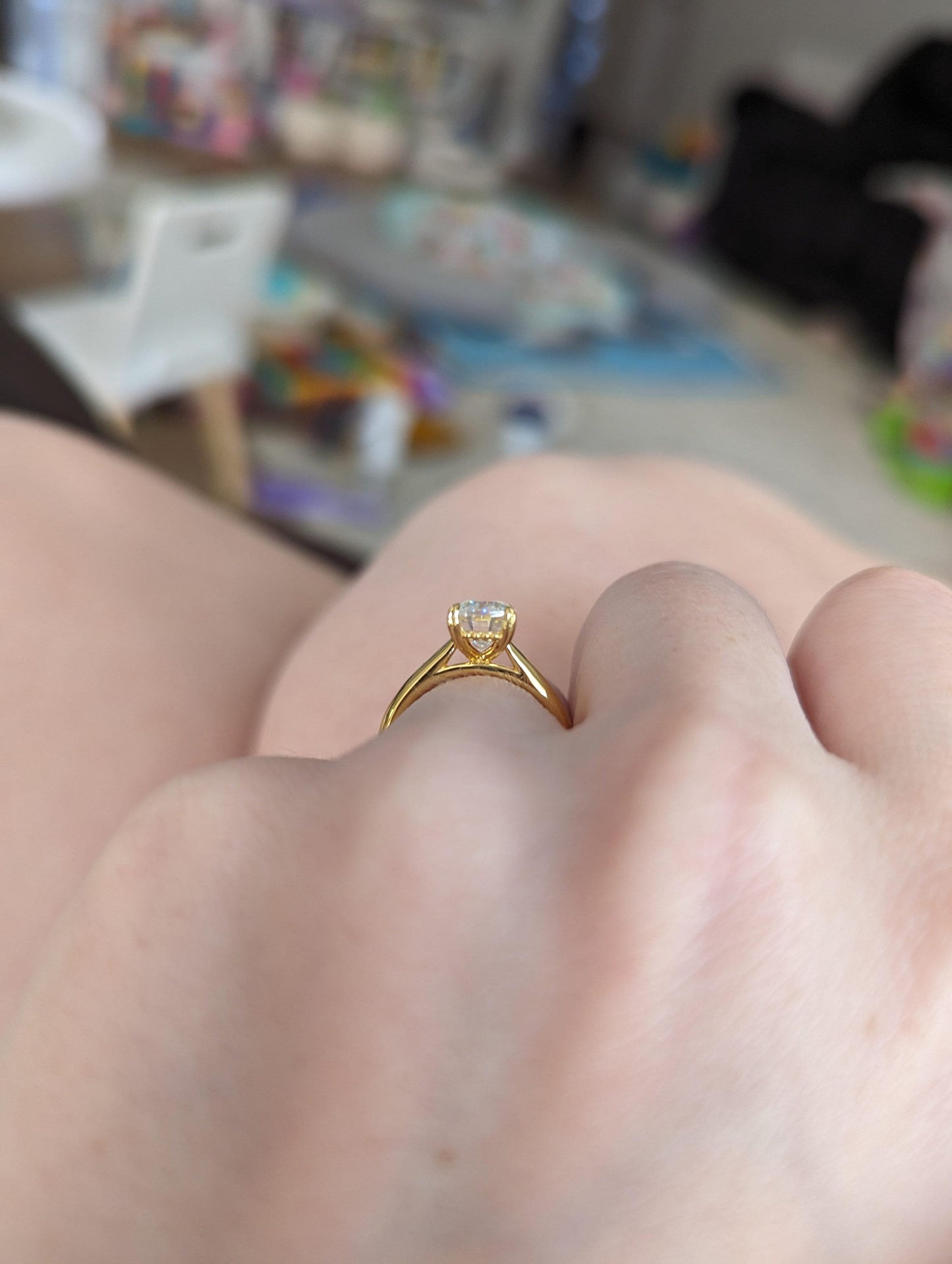 Elongated Cushion Cut Moissanite Cathedral Set Engagement Ring, Ring for women, available in 10k\14k\18k