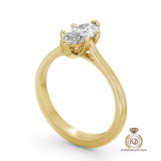 Marquise Cut Moissanite Classic Solitaire Engagement Ring, Promise ring, Proposal ring, Ring for her, gift for her