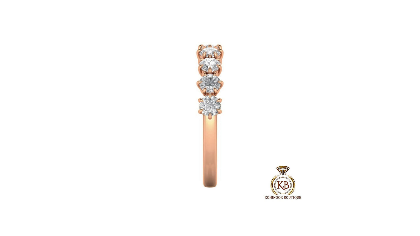 Round 9 stone Colorless Moissanite band, Anniversary gift, Wedding Band in 18k\14k\10k White\Yellow\Rose Gold