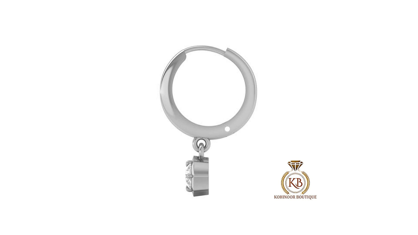 Georgian Cut Down Collet Compass prongs Set Round Moissanite Hang on Gypset, Dangle Drop Earrings for women.