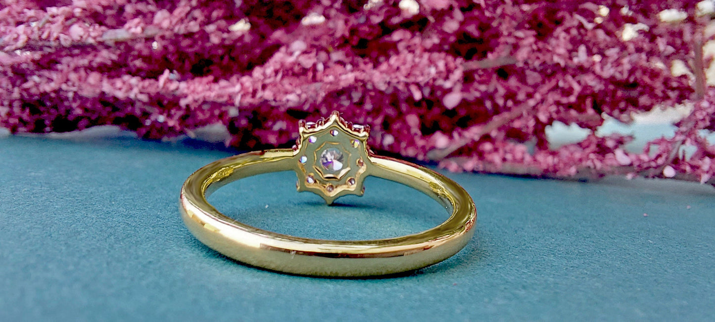 Cluster Art Deco Moissanite Floral Flush Set Engagement ring, statement ring, Right hand ring, cocktail ring, ring for women