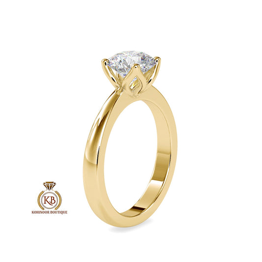 Tulip Flower Basket Round Moissanite Solitaire Engagement ring with pinched band, Ring for her, Ring for proposal, Gift for wife, mother