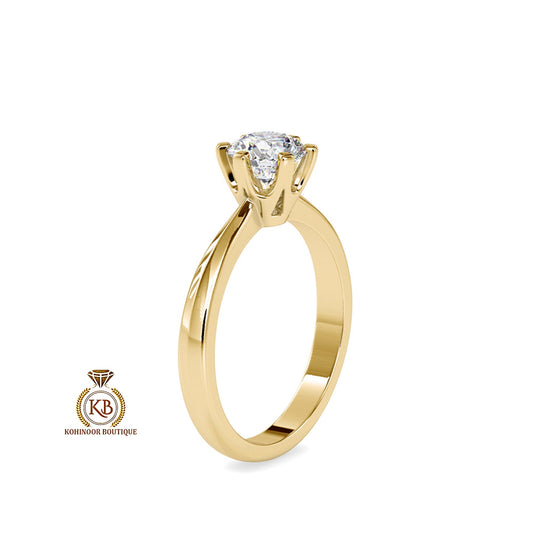 Round Cut classic Solitaire with pinched band Moissanite Engagement ring, Platinum ring, ring for women, ring for her, Proposal ring.