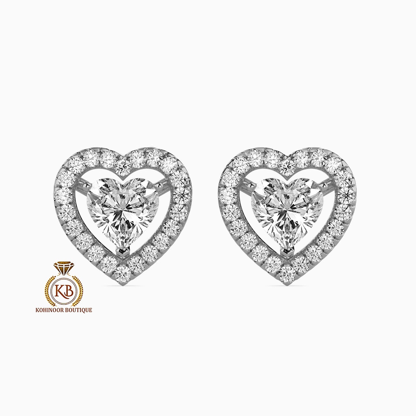 Heart shaped Moissanite Earrings, Halo Moissanite Stud, Best gift for Wife\ Sister\Daughter\Mother\Bridesmaid\women\Baby shower