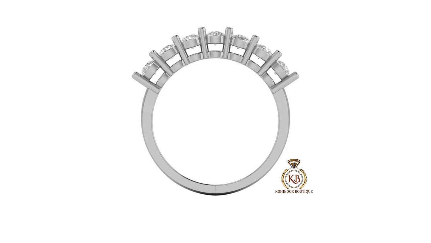 Round 7 stone Colorless Moissanite band, Anniversary gift, Wedding Band in 18k\14k\10k White\Yellow\Rose Gold