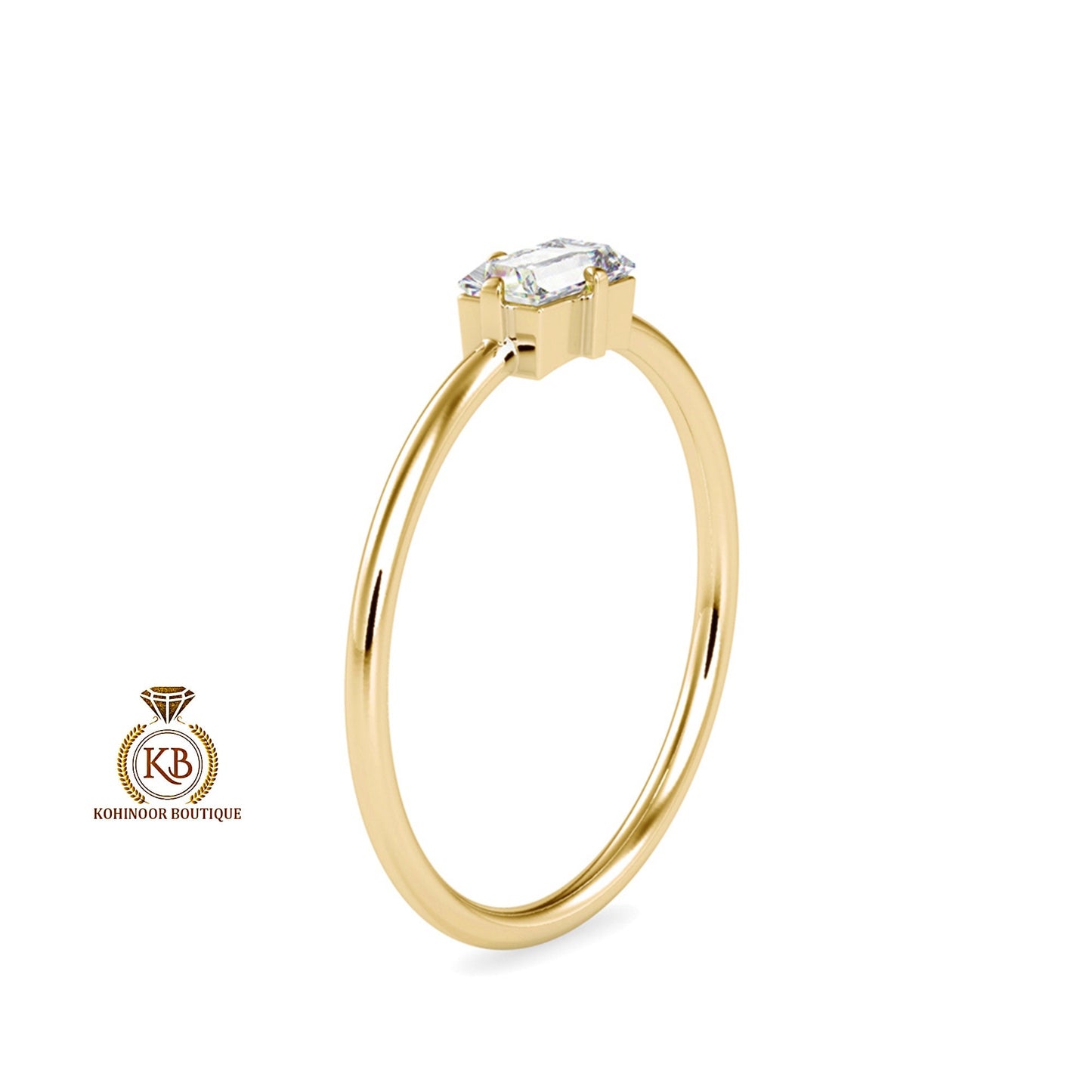 East West Set Baguette Moissanite dainty engagement ring ,Chic minimalist daily wear right hand ring,boho stackable ring