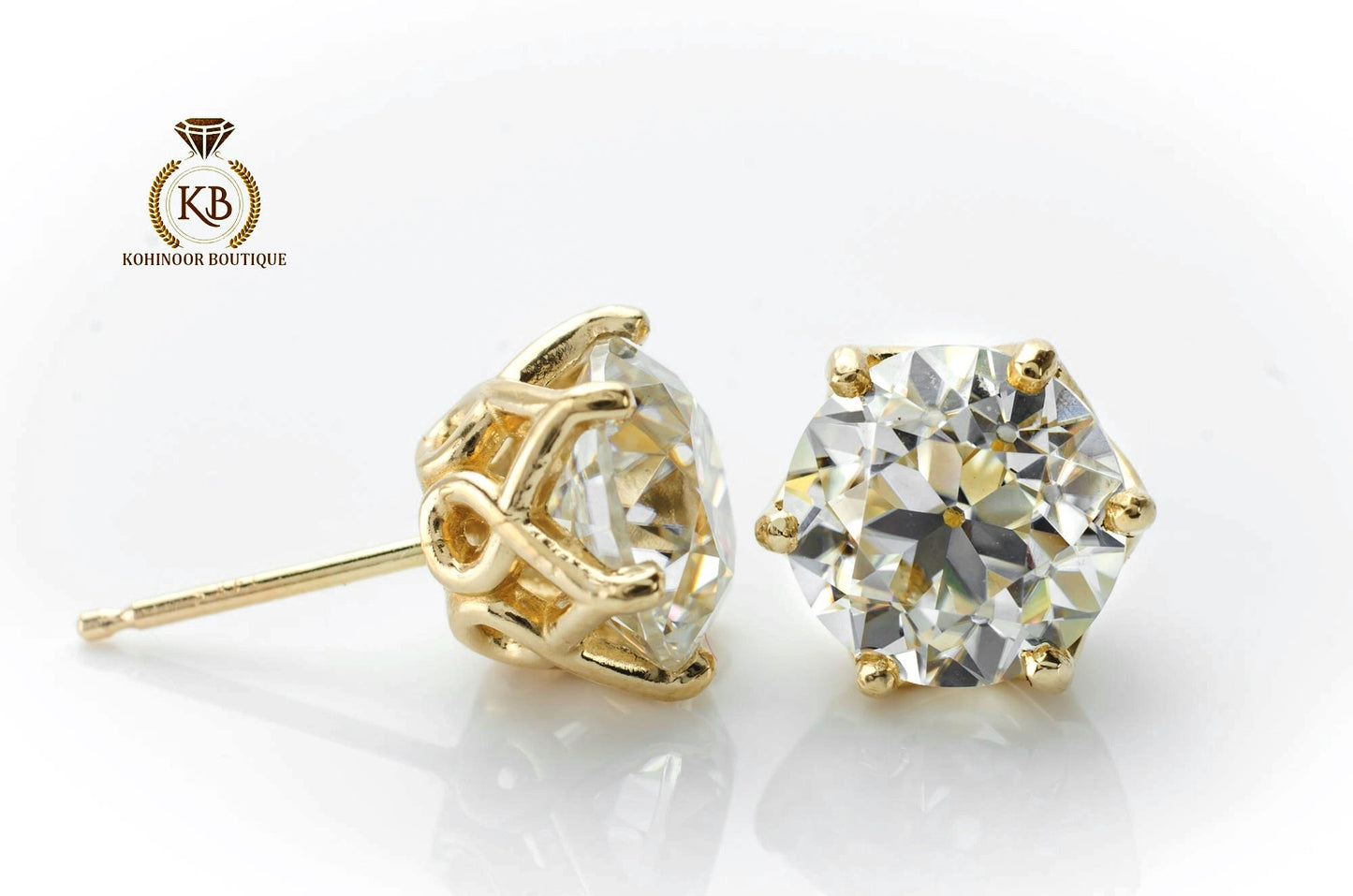 Old European cut OEC Moissanite Earrings studs, Moissanite Stud Earrings, Round Moissanite Earrings, Customized them in any size